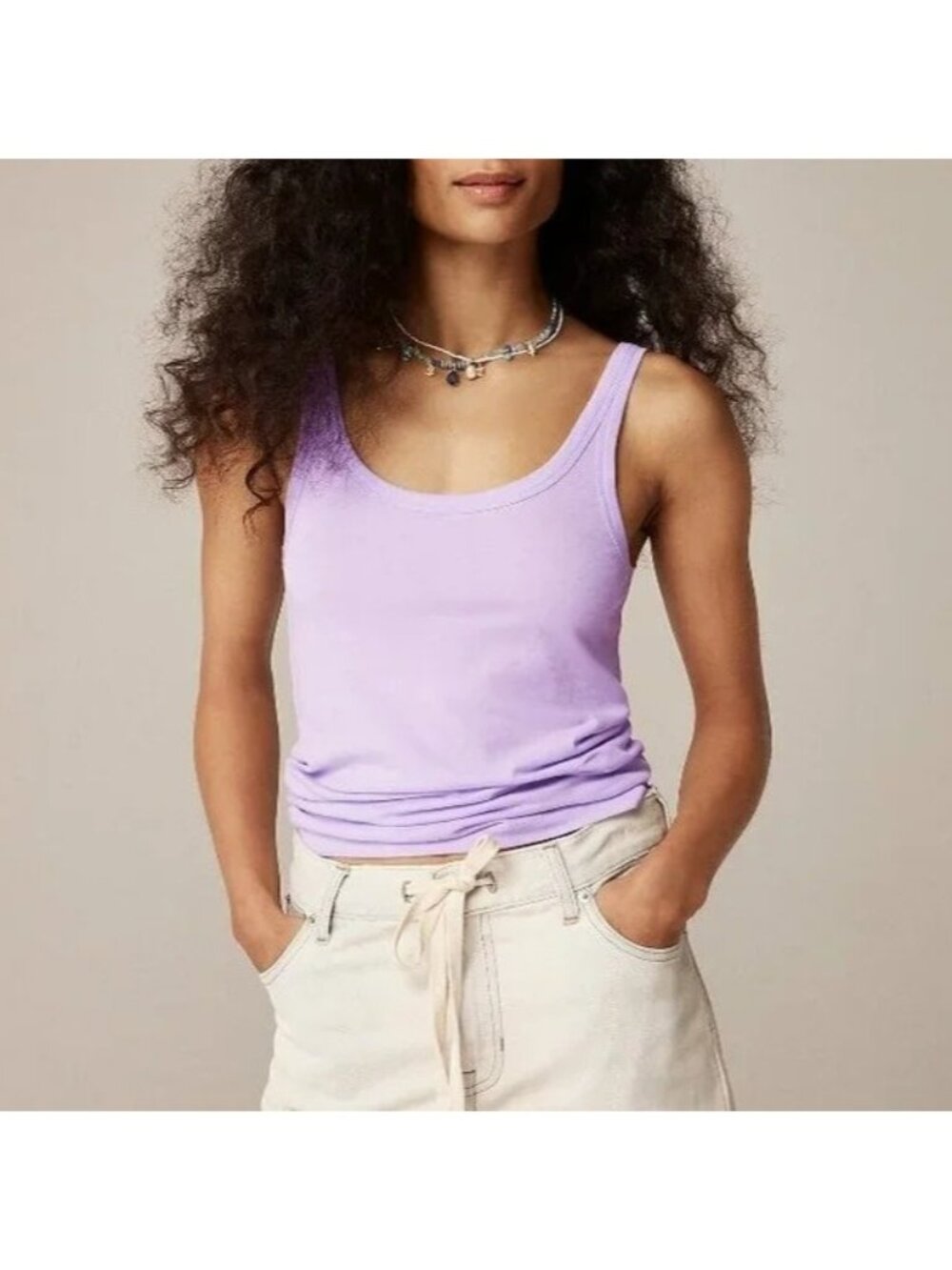 NWT Flawed J.Crew Slim-Fit Tank Top Sz S Purple Feather Jersey Lightweight Soft